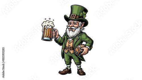 Leprechaun with Beer and Football A St patrick's day
