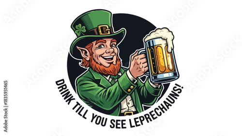 Funny Leprechaun Holding a Pint of Beer with St patricks