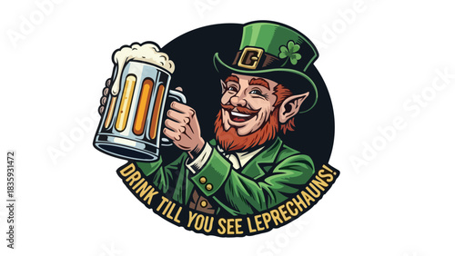 Joyful Leprechaun Cheers with a Pint of Beer Celebrating St patricks