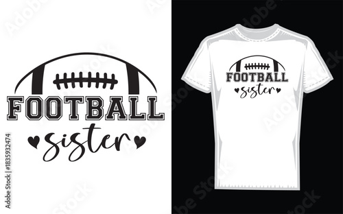 American football season sister silhouette design celebrating family bonds and team spirit