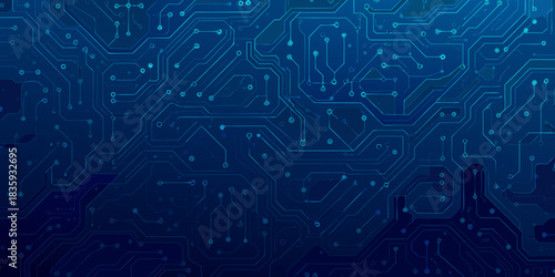 Blue circuit board background for technology data and innovation concepts