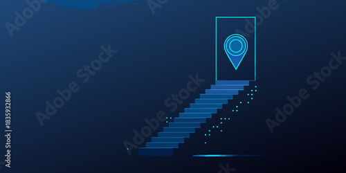 Stairway to location abstract digital path to destination concept
