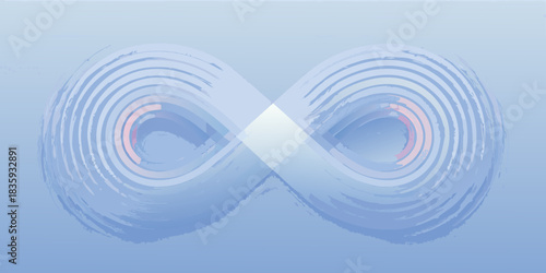 Abstract infinity symbol with brushstroke texture on a light blue gradient background