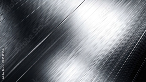 close-up of brushed metal surface with reflective light and fine linear texture creating a sleek modern industrial appearance
