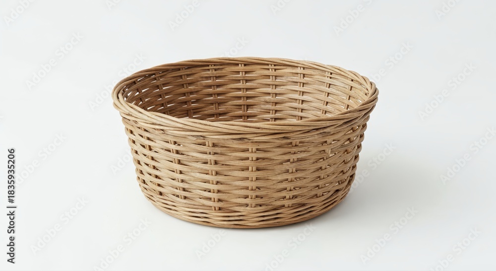 Fototapeta premium Woven Basket: An intricately woven basket, crafted from natural materials, stands ready to embrace and store the simplicity of daily life.