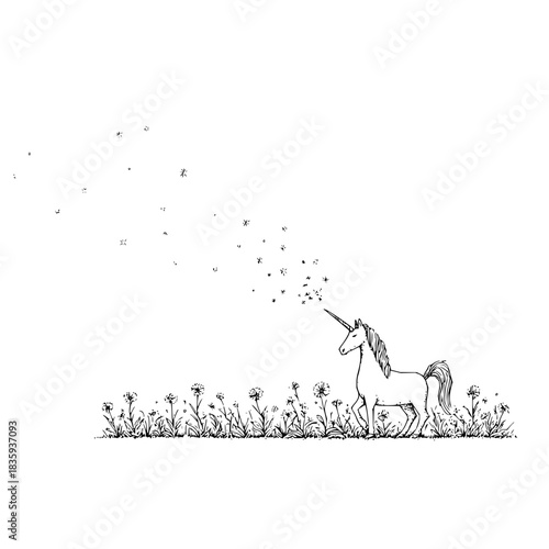 Surreal melting clock on a park bench illustration with a minimalist and dreamlike aesthetic style