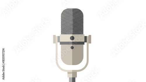 Illustration of a vintage microphone on a white background.