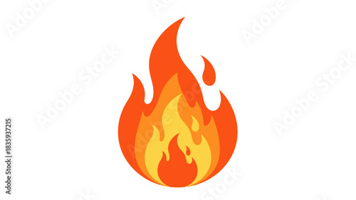 Illustration of a vibrant flame with shades of orange and yellow, isolated on a white background.