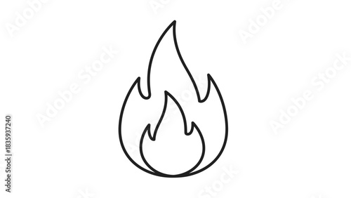 Line drawing of a flame with three points, black on white.