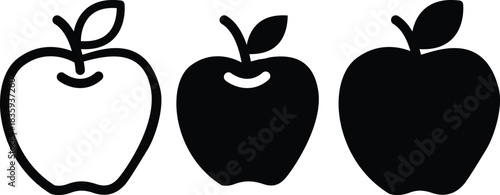 Whole Apple Fruit Healthy Food Organic Diet Nutrition Produce Health Plant Icon Vector Silhouette and Pictogram..eps