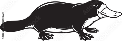 platypus side view silhouette vector flat illustration design