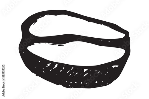 Hand drawn fresh roasted coffee bean Arabica robusta seed doodle Single element for print, web, design, decor