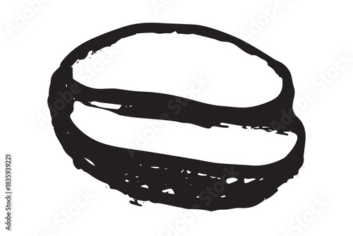 Hand drawn fresh roasted coffee bean Arabica robusta seed doodle Single element for print, web, design, decor