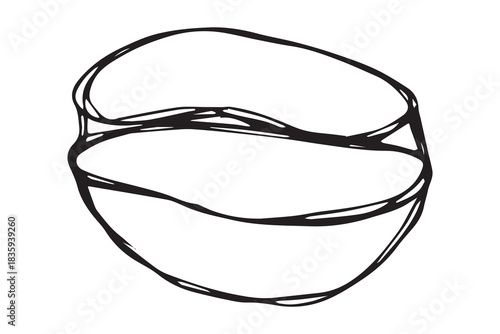 Hand drawn fresh roasted coffee bean Arabica robusta seed doodle Single element for print, web, design, decor