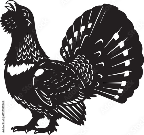 capercaillie side view silhouette vector flat illustration design