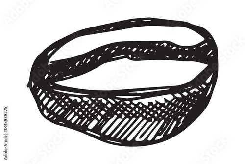 Hand drawn fresh roasted coffee bean Arabica robusta seed doodle Single element for print, web, design, decor