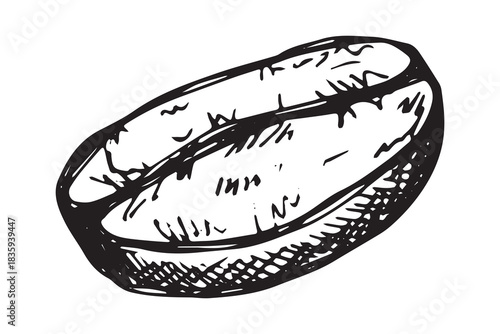 Hand drawn fresh roasted coffee bean Arabica robusta seed doodle Single element for print, web, design, decor