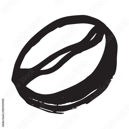 Hand drawn fresh roasted coffee bean Arabica robusta seed doodle Single element for print, web, design, decor