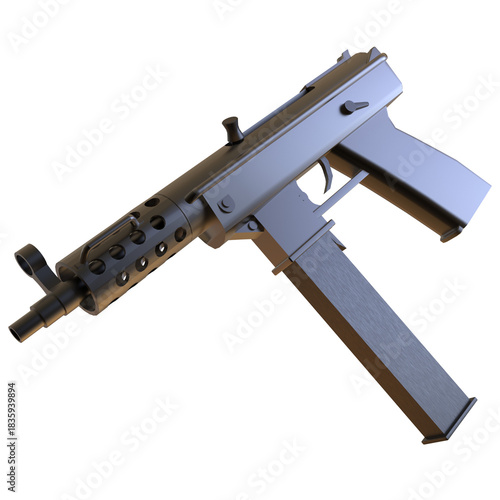 submachine gun isolated 3d rendered illustration