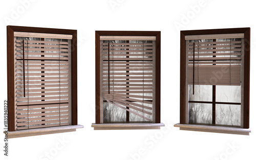 wooden window pack isolated 3d rendered illustration
