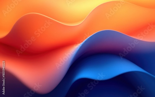 Smooth flowing abstract waves in warm orange and cool blue shades creating a soft, fluid, and dynamic visual texture