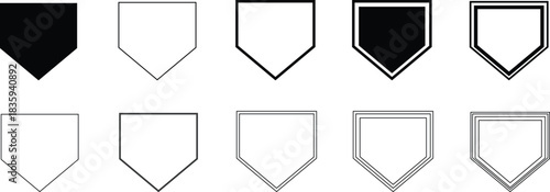 Baseball Home Plate Icon set Vector represents the classic symbol of baseball gameplay, competition, sports strategy in a clean, minimal, and modern outline design capturing its importance in scoring.
