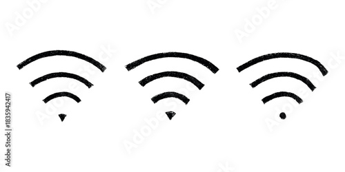 Set of hand drawn free wifi spot zone sign Public wi-fi area sign Wireless internet clipart in doodle style Single element for print, web, design, decor 3G, 4G, 5G, 6G, IoT