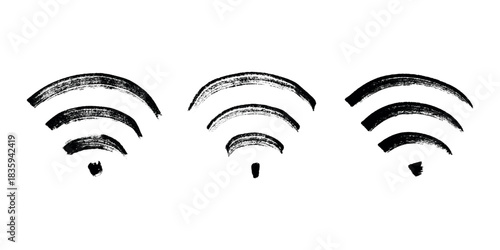 Set of hand drawn free wifi spot zone sign Public wi-fi area sign Wireless internet clipart in doodle style Single element for print, web, design, decor 3G, 4G, 5G, 6G, IoT