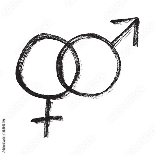 Hand drawn heterosexual gender identity sign Symbol used to represent sex and gender