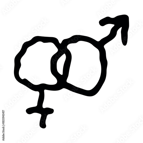 Hand drawn heterosexual gender identity sign Symbol used to represent sex and gender