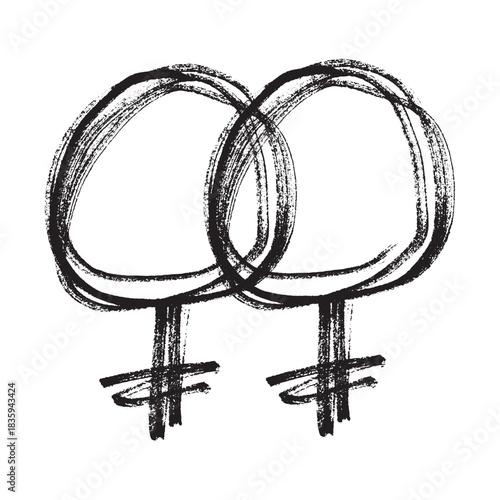 Hand drawn lesbian identity sign Symbol used to represent sex and gender