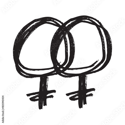 Hand drawn lesbian identity sign Symbol used to represent sex and gender