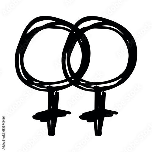Hand drawn lesbian identity sign Symbol used to represent sex and gender
