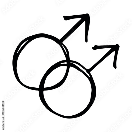 Hand drawn homosexual identity sign Symbol used to represent sex and gender