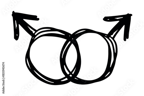 Hand drawn homosexual identity sign Symbol used to represent sex and gender