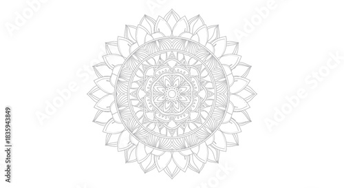 Intricate Circular Mandala Design with Floral and Geometric Elements.