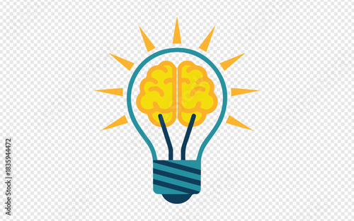 Ignite innovation with this vibrant, modern lightbulb brain icon, perfect for brainstorming sessions, creative campaigns, and fresh business ideas!