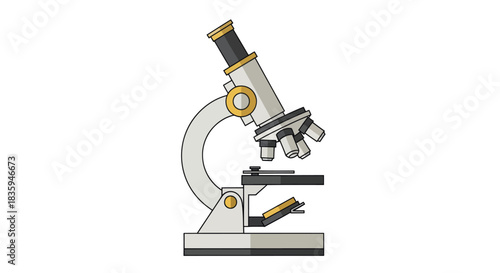 Detailed Illustration of a Classic Compound Microscope.