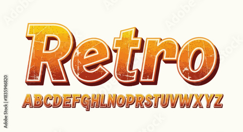 Bold Retro-Style Text with Gradient and Shadow Effect.