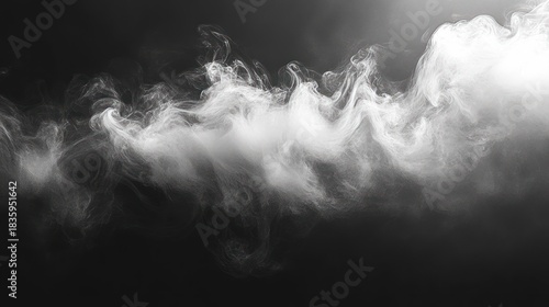 White smoke swirling and drifting over a dark background creating soft abstract patterns and textures