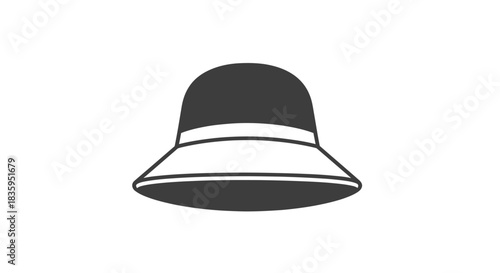 Simple Black and White Icon of a Wide-Brimmed Sun Hat.