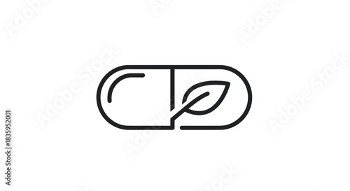 Outline of a capsule with a leaf symbol inside.