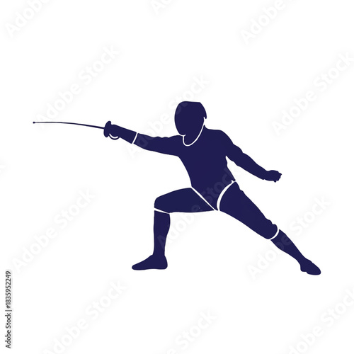Fencing Athlete Performing Lunge Action with Sword in Dynamic Sports Illustration