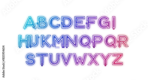 Colorful Neon Alphabet Letters in Gradient Hues.