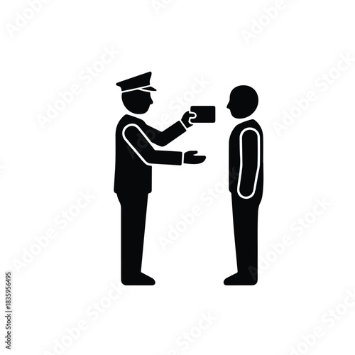 Police Officer Interrogating Suspect in Urban Setting, Graphic Illustration, Serious Social Issue