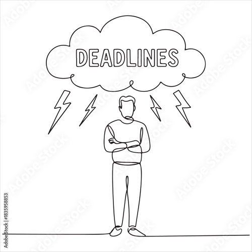 Illustrative concept of a professional feeling the immense pressure and stress from looming work deadlines and business demands