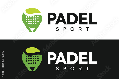 Padel logo, padel racket and ball logo design vector