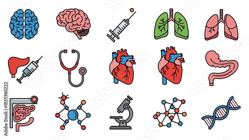 Vector medical icon and symbol set illustration collection