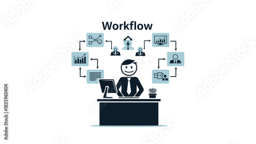 Workflow Illustration: A visual representation of a streamlined workflow, depicting the stages of a process, is a comprehensive infographic tailored for business and project management.