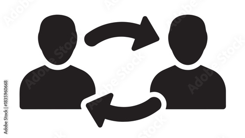 Seamless team collaboration icon for dynamic project management or agile workflow, fostering innovation and communication between individuals, perfect for modern business concepts